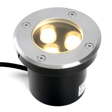 Светодиодный светильник тротуарный (грунтовый) Feron SP2801, 3W, AC/DC12-24V, низковольтный, 3000К, черный, D100*H80mm, вн.диаметр:70m - фото