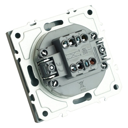 Переключатель перекрестный 1-клавишный (механизм), STEKKER, 250В, 10А, серия Эмили, RSW10-5110-10, платиново-серый, soft touch - фото