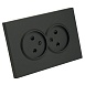 Розетка 2-местная с защитной шторкой, STEKKER,  б/з, 250В, 16А, серия Эмили, RST16-5116-05, черный уголь, soft touch - фото