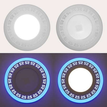 Светодиодный светильник Feron AL2440 встраиваемый 9W 4000K с синей подсветкой, белый - фото