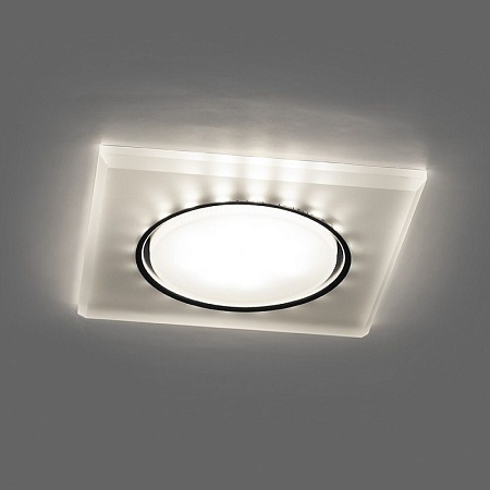 Светильник встраиваемый с белой LED подсветкой Feron CD5022 потолочный GX53 без лампы, белый матовый - фото