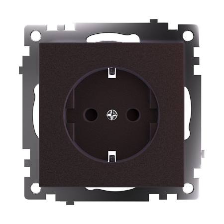 Розетка 1-местная с/з (механизм), STEKKER GLS16-7110-04, 250В, 16А с защитной шторкой, серия Катрин, шоколад - фото