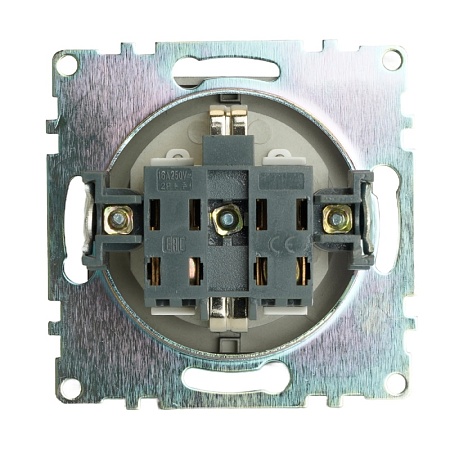 Розетка 1-местная с/з с крышкой (механизм), STEKKER GLS16-7112-04, 250В, 16А с защитной шторкой, серия Катрин, графит - фото