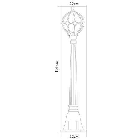 Светильник садово-парковый Feron PL3806 круглый, столб  60W 230V E27, черное золото - фото