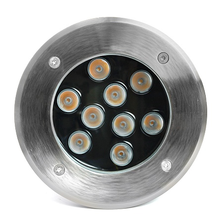 Светодиодный светильник тротуарный (грунтовый) Feron SP2803,10W, AC/DC12V, низковольтный, 4000К, металлик, D160*H90mm, вн.диаметр: 110mm, IP67 - фото