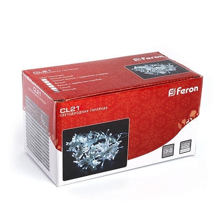 Светодиодная гирлянда Feron CL21 занавес 3*2м  + 3м 2700К, c питанием от сети 230V, с эффектом стробов, белый шнур - фото