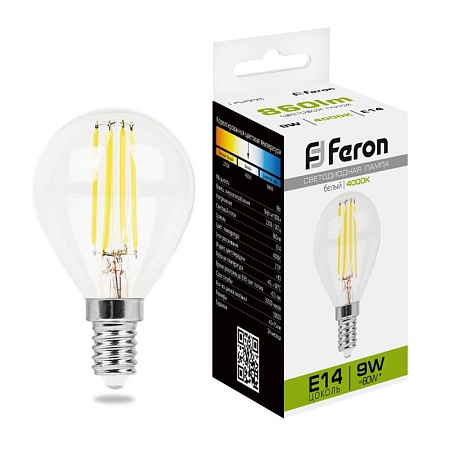 Лампа светодиодная Feron LB-509 Шарик E14 9W 230V 4000K - фото