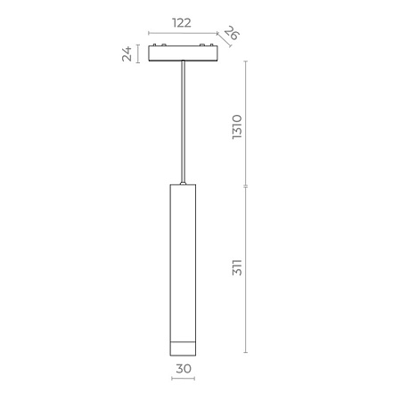 Магнитный трековый светильник Белый LED 1*7W 4000K 430Lm Ra>90 36° IP20 D30xH300 48V ST680.543.07 - фото
