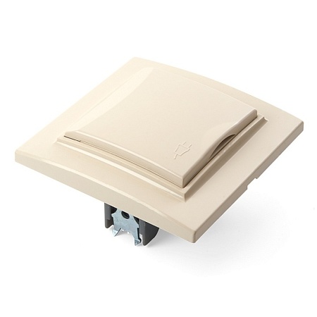 Розетка 2-местная б/з, STEKKER, PST10-9013-02, 250В, 16А с защитной шторкой, серия Эрна, слоновая кость - фото