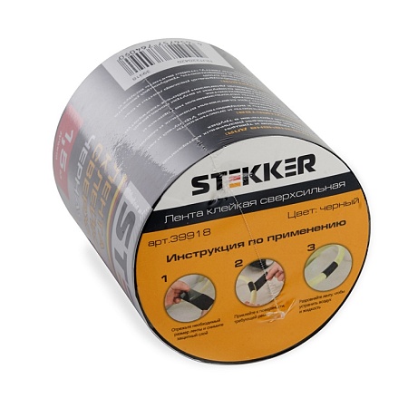 Лента  клейкая сверхсильная STEKKER 0,7*100 мм, 1,5 м. черная INTP9-0715-10 - фото