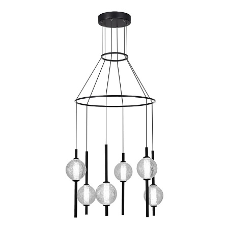 Светильник подвесной ST-Luce Черный/Прозрачное кракелированное стекло LED 6*8,5W 3000K SL6120.403.06 - фото