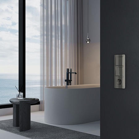 Перекрестный выключатель двухклавишный (графит акрил) W1123044 - фото