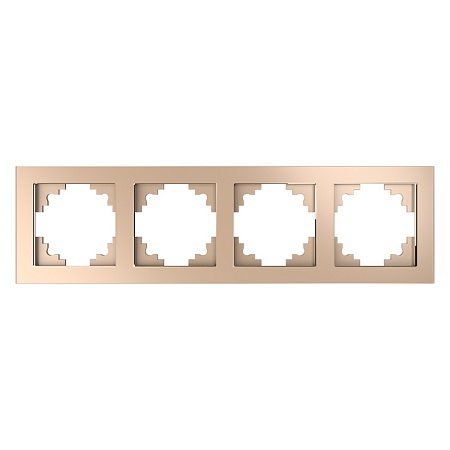 Рамка 4-местная, стекло, STEKKER, GFR00-7004-02, серия Катрин, шампань - фото
