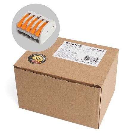 Клемма строительно-монтажная 5-проводная STEKKER, LD222-615 - фото