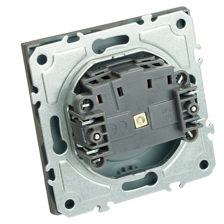 Розетка 1-местная с защитной шторкой (механизм), STEKKER, б/з, 250В, 16А, серия Эмили, RST16-5109-10, платиново-серый, soft touch - фото