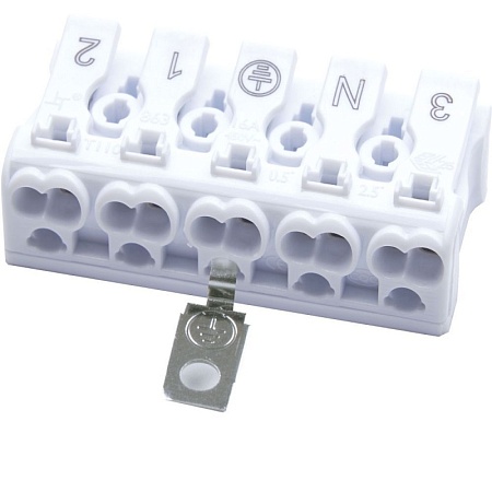 Клемма монтажная с/з STEKKER для подключения фазных проводников, 5 контактных групп (3 ввода, 3 вывода на полюс), LD294-5105 - фото
