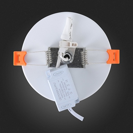 Светильник встраиваемый Белый LED 1*6W 3000K 468Lm Ra>80 120° IP20 D110xH20 170-240V ST104.502.06 - фото