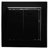 Выключатель 2-клавишный c индикатором STEKKER, PSW10-9002-03, 250V, 10А, серия Эрна, черный