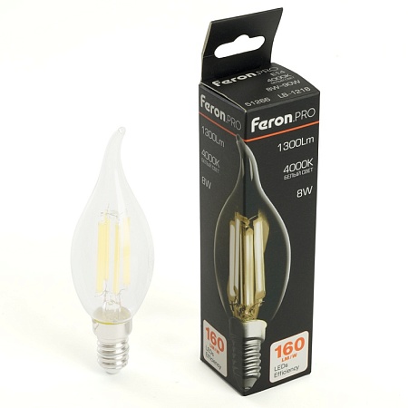 Лампа светодиодная Feron.PRO LB-1218 Свеча на ветру E14 1300LM 8W 175-265V 4000K - фото