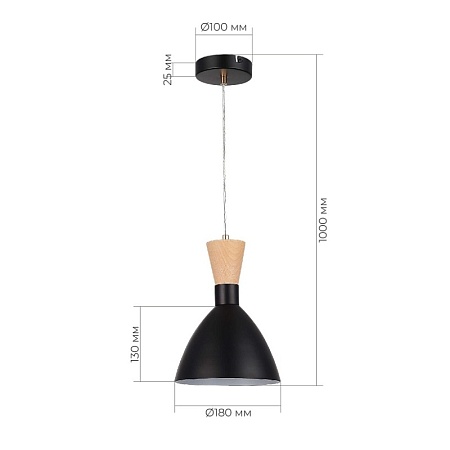 Светильник подвесной Черный/Черный, Светлое дерево, Золотистый E14 1*40W SLE1256-403-01 - фото