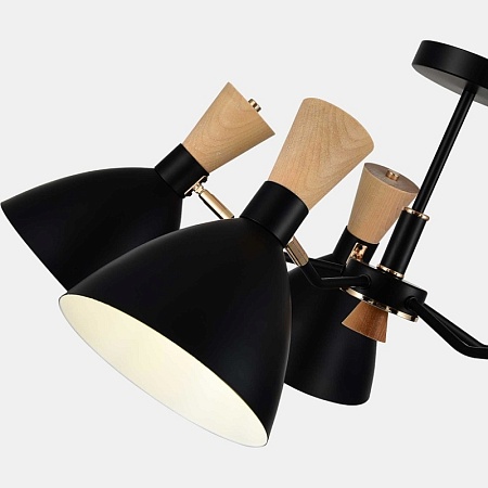 Светильник потолочный Черный/Черный, Светлое дерево, Золотистый E14 5*40W SLE1256-402-05 - фото