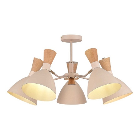 Светильник потолочный Бежевый/Бежевый, Светлое дерево, Золотистый E14 5*40W SLE1256-502-05 - фото