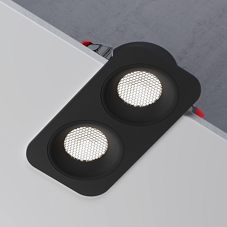 Светильник встраиваемый светодиодный с антибликовой решеткой Tetro 20W 4000K черный IP44 15277/LED Elektrostandard - фото