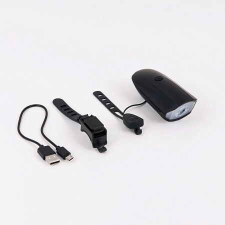 Велофонарь аккумуляторный с кнопкой звонка Speaker - фото