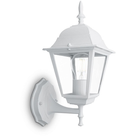 Светильник садово-парковый Feron 4101/PL4101 четырехгранный на стену вверх 60W E27 230V, белый - фото