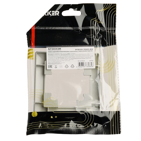 Рамка STEKKER, PFR00-7001-03 1-местная, пластик, серия Катрин, серебро - фото