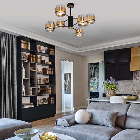 Потолочный светильник Eurosvet 70127/6 черный/дымчатый - фото