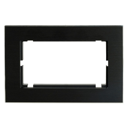Рамка  2-местная (без перемычки), металл, STEKKER, MFR00-7012-05, серия Катрин, черный - фото