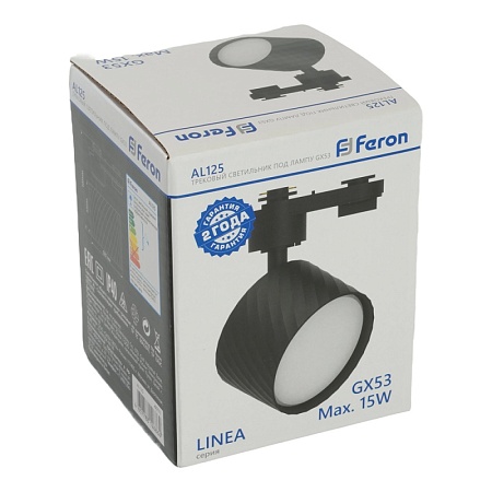 Светильник Feron AL125 трековый однофазный на шинопровод под лампу GX53, черный - фото
