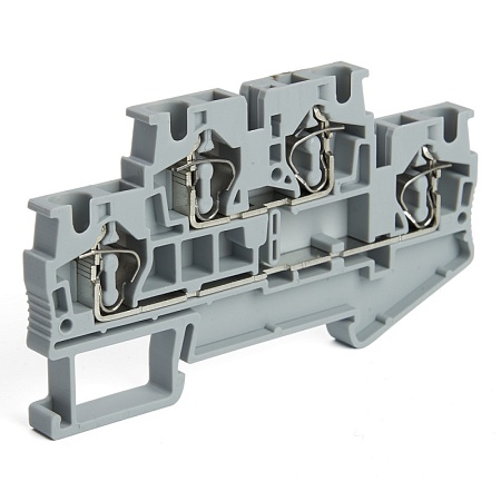 Зажим пружинный, 4-проводной проходной 2 уровня ЗНИ - 4.0 (JXB ST 4), серый STEKKER - фото