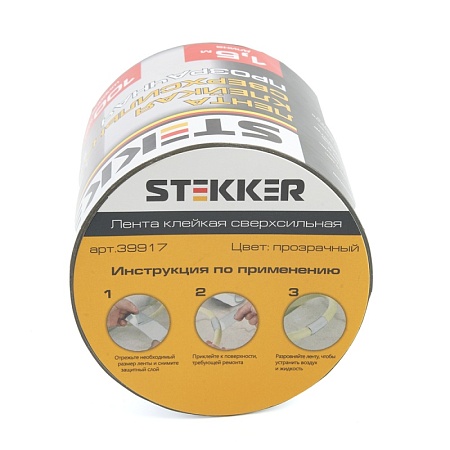 Лента  клейкая сверхсильная STEKKER 0,7*100 мм, 1,5 м. прозрачная INTP9-0715-10 - фото