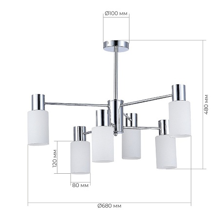 Светильник потолочный Хром/Белый E14 6*60W SLE1139-102-06 - фото