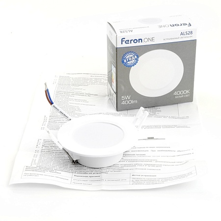 Светодиодный светильник Feron.ONE AL528 встраиваемый 5W 4000K белый - фото