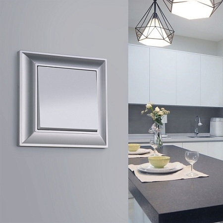 Выключатель одноклавишный проходной серебряный WL06-SW-1G-2W - фото