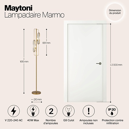 Напольный светильник (торшер) Maytoni Marmo MOD099FL-02G - фото