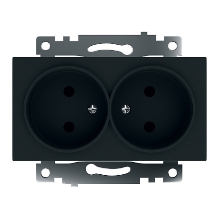 Розетка 2-местная б/з (механизм), STEKKER GLS10-7113-05, 250V, 10А с защитной шторкой, серия Катрин, черный - фото