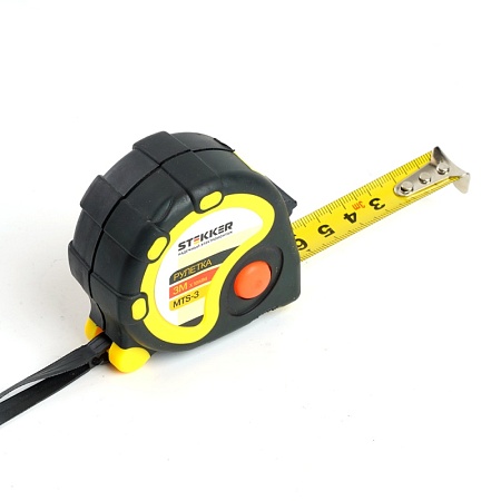 Рулетка STEKKER, 3 м х 16 мм, прорезиненное покрытие, MTS-3 - фото