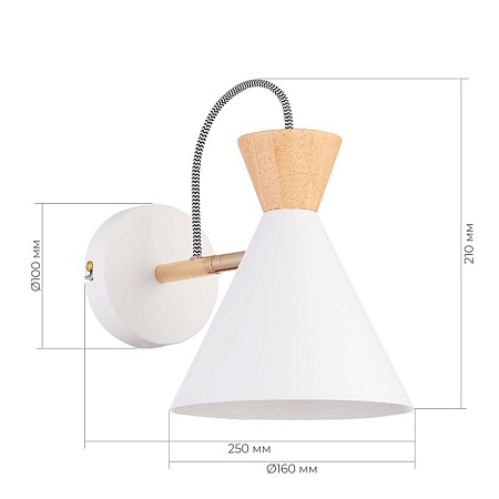 Светильник настенный Белый, Золотистый/Белый, Светлое дерево E14 1*40W SLE125101-01 - фото