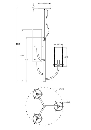 Подвесной светильник Maytoni Arco MOD223PL-03BS - фото