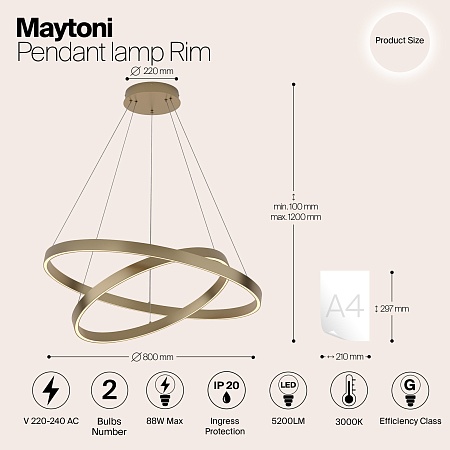 Подвесной светильник Maytoni Rim MOD058PL-L74BS4K - фото