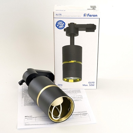 Светильник Feron AL178 трековый однофазный на шинопровод под лампу GU10, черный золото - фото