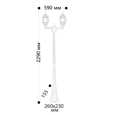 Светильник садово-парковый Feron 8115/PL8115 столб 3*100W E27 230V, черное золото - фото