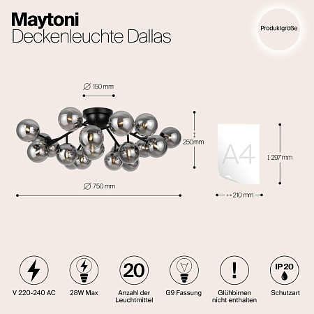 Потолочный светильник Maytoni Dallas MOD545CL-20B - фото