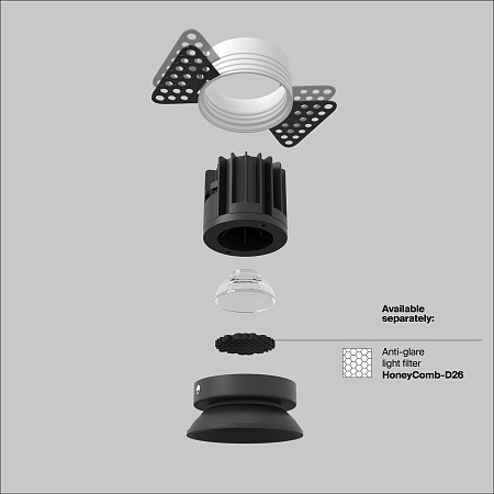 Встраиваемый светильник Technical Round DL058-7W3K-TRS-B - фото