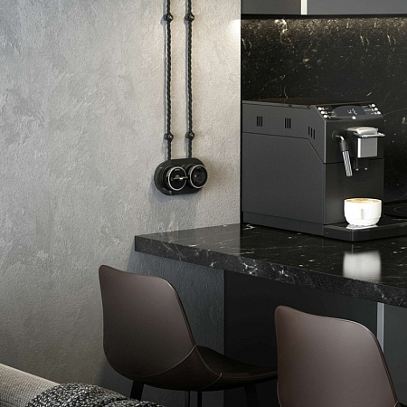 Переключатель/выключатель одноклавишный Vintage черный матовый/хром W5812051 - фото