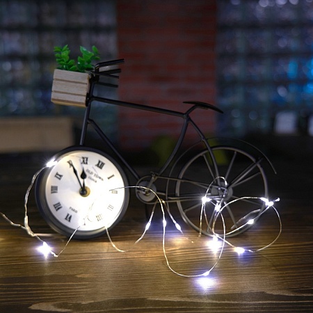 Светодиодная гирлянда Feron CL588 линейная Роса, 5000К, 2м, с питанием от батареек, прозрачный шнур - фото